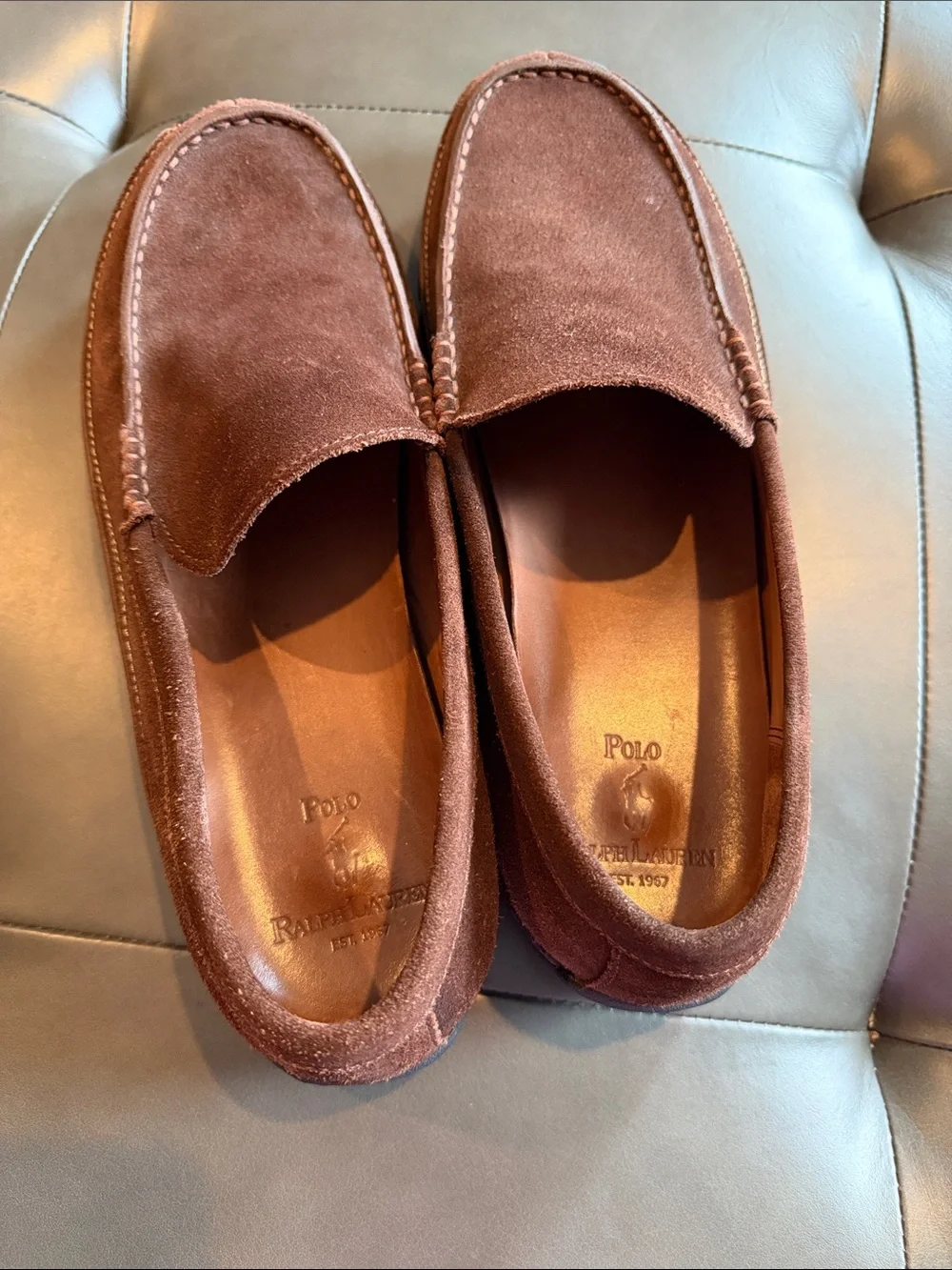 Polo Ralph Lauren Men's Brown Suede Slip-On Loafers Size 11